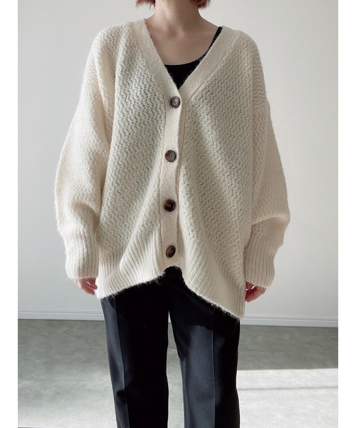 Yucca（ユッカ）の「カラーミックスカーディガン（MEKKE　低身長向け）（カーディガン/ボレロ・レディース・イエロー×グリーン/オフホワイト/パープル・FREE）」の22枚目の写真