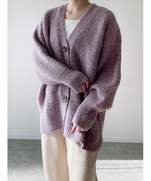 Yucca（ユッカ）の「カラーミックスカーディガン（MEKKE　低身長向け）（カーディガン/ボレロ・レディース・イエロー×グリーン/オフホワイト/パープル・FREE）」の15枚目の写真