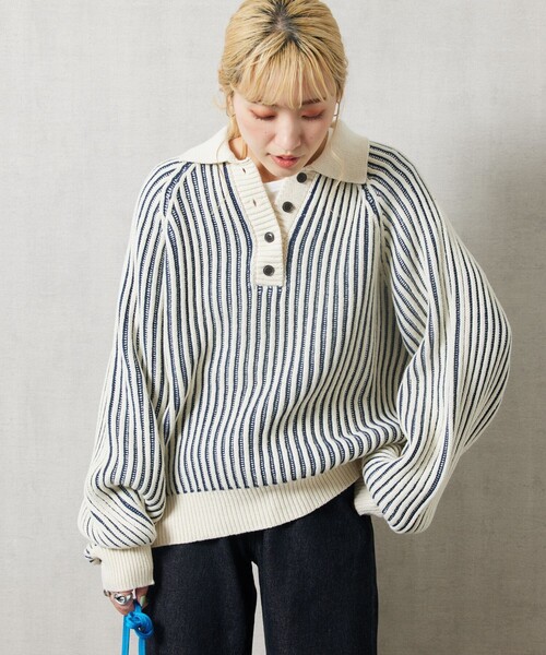 haag ストライプ ポロニット FREAK'S STORE（フリークスストア）の「【限定展開】ストライプポロ