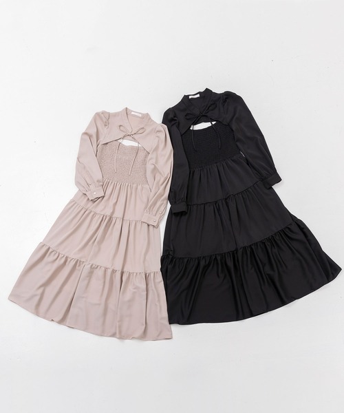 DearMyLoveMillor（ディアマイラブミラー）の「デコルテオープンワンピース（ワンピース・レディース・ブラック/ピンクベージュ・MEDIUM/LARGE/X-LARGE/XX-LARGE）」の14枚目の写真