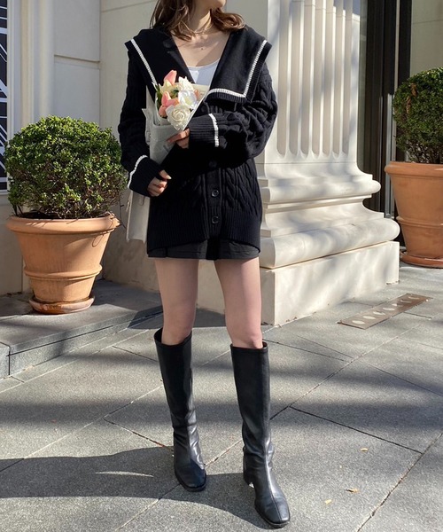 NBB WEEKENDクレイジーストライプ　ニットポロ スカート セットアップ one after another NICE CLAUP（ワンアフターアナザーナイ