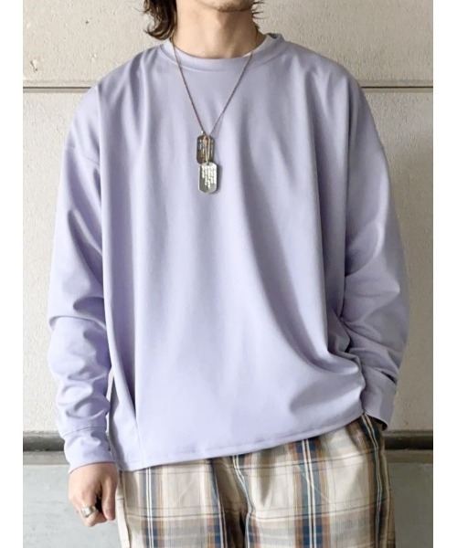 PLUS ONE(プラスワン)の「【PLUS ONE】バルーンロンTレイヤード(Tシャツ/カットソー・メンズ・ベージュ/パープル/サックスブルー/ダークグレー・M/L/XL)」の4枚目の写真