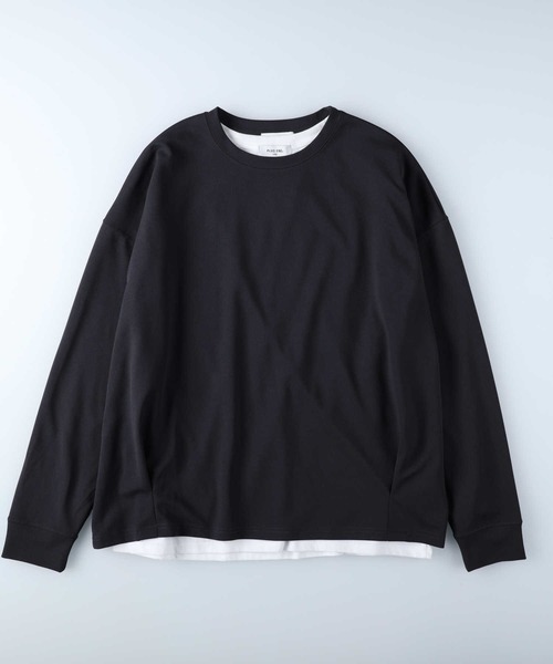 PLUS ONE(プラスワン)の「【PLUS ONE】バルーンロンTレイヤード(Tシャツ/カットソー・メンズ・ベージュ/パープル/サックスブルー/ダークグレー・M/L/XL)」の12枚目の写真