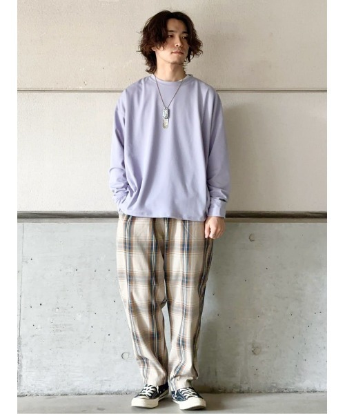 PLUS ONE(プラスワン)の「【PLUS ONE】バルーンロンTレイヤード(Tシャツ/カットソー・メンズ・ベージュ/パープル/サックスブルー/ダークグレー・M/L/XL)」の14枚目の写真