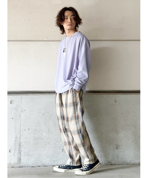 PLUS ONE(プラスワン)の「【PLUS ONE】バルーンロンTレイヤード(Tシャツ/カットソー・メンズ・ベージュ/パープル/サックスブルー/ダークグレー・M/L/XL)」の15枚目の写真