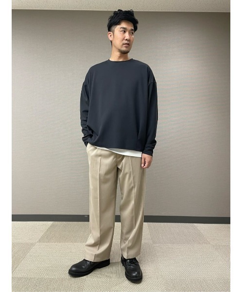 PLUS ONE(プラスワン)の「【PLUS ONE】バルーンロンTレイヤード(Tシャツ/カットソー・メンズ・ベージュ/パープル/サックスブルー/ダークグレー・M/L/XL)」の17枚目の写真