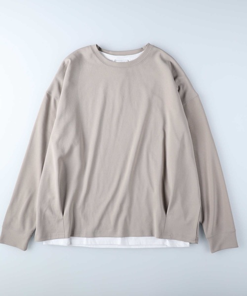 PLUS ONE(プラスワン)の「【PLUS ONE】バルーンロンTレイヤード(Tシャツ/カットソー・メンズ・ベージュ/パープル/サックスブルー/ダークグレー・M/L/XL)」の9枚目の写真