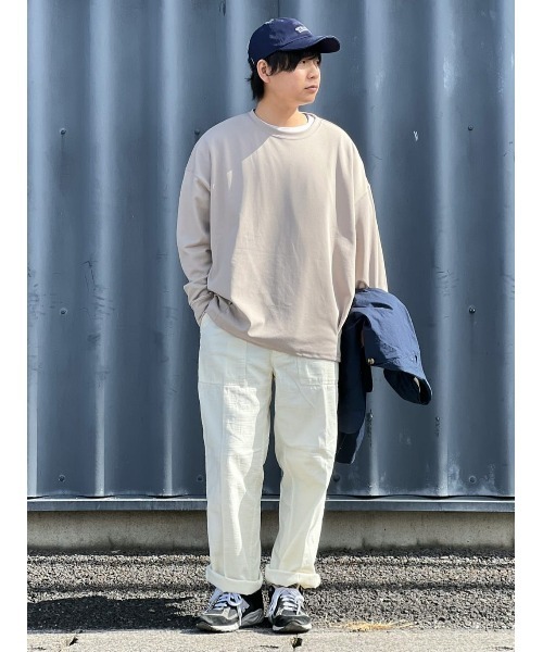 PLUS ONE(プラスワン)の「【PLUS ONE】バルーンロンTレイヤード(Tシャツ/カットソー・メンズ・ベージュ/パープル/サックスブルー/ダークグレー・M/L/XL)」の5枚目の写真