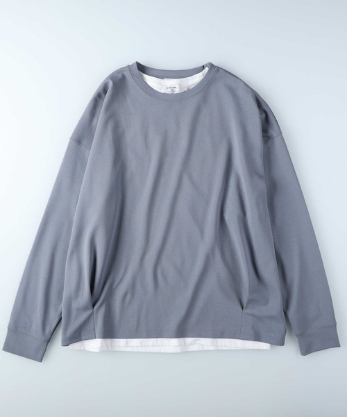 PLUS ONE(プラスワン)の「【PLUS ONE】バルーンロンTレイヤード(Tシャツ/カットソー・メンズ・ベージュ/パープル/サックスブルー/ダークグレー・M/L/XL)」の10枚目の写真