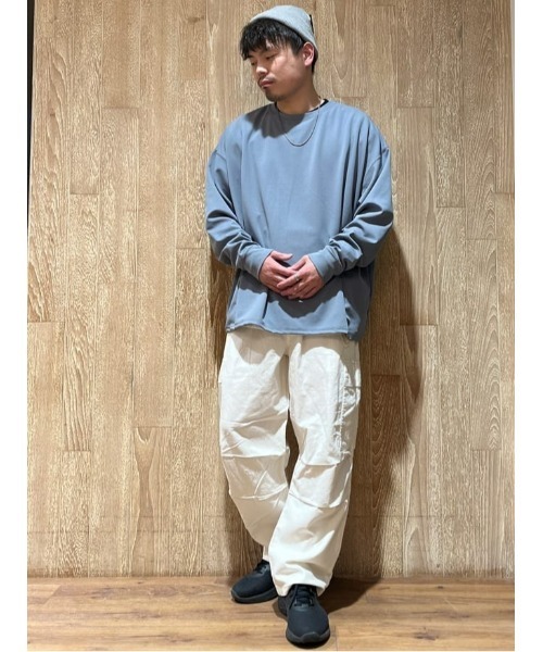 PLUS ONE(プラスワン)の「【PLUS ONE】バルーンロンTレイヤード(Tシャツ/カットソー・メンズ・ベージュ/パープル/サックスブルー/ダークグレー・M/L/XL)」の7枚目の写真