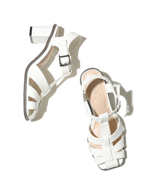 Juze（ジュゼ）の「スクエアトゥヒールグルカサンダル（サンダル・レディース・ブラック/イエロー/オフホワイト・22.5cm/23.5cm/24.5cm）」の17枚目の写真