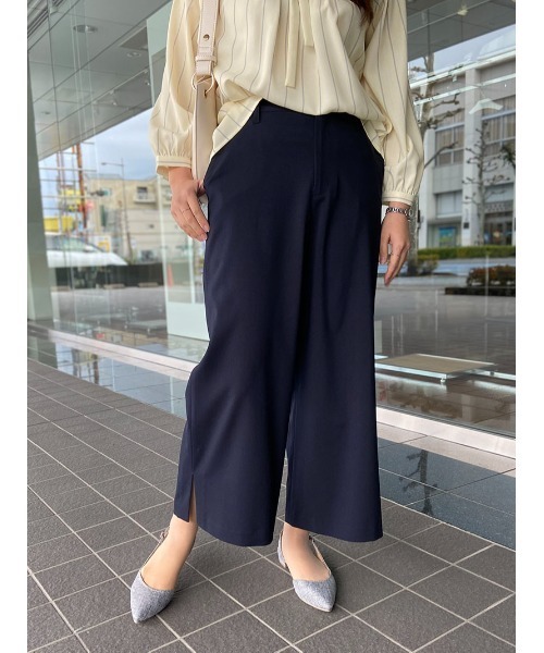 fleur by mint breeze(フルールバイミントブリーズ)の「【L~5L 大きいサイズ】【セットカップ可】 サイド スリット ワイド パンツ(その他パンツ・レディース・ネイビー/ブルー・3L/4L/5L/LL/L)」の2枚目の写真