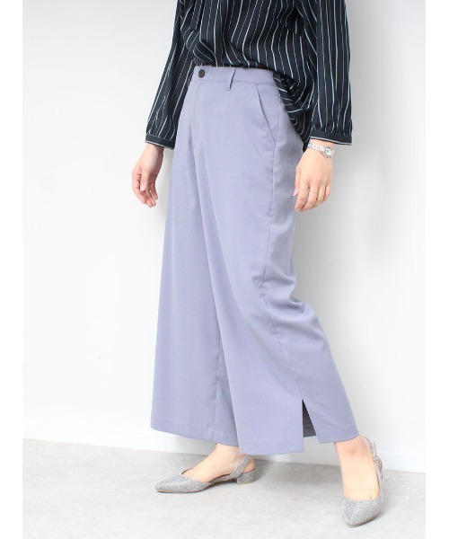 fleur by mint breeze(フルールバイミントブリーズ)の「【L~5L 大きいサイズ】【セットカップ可】 サイド スリット ワイド パンツ(その他パンツ・レディース・ネイビー/ブルー・3L/4L/5L/LL/L)」の1枚目の写真
