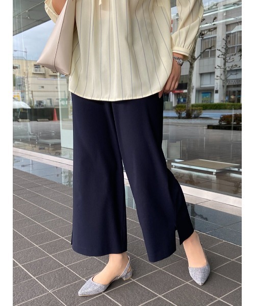 fleur by mint breeze(フルールバイミントブリーズ)の「【L~5L 大きいサイズ】【セットカップ可】 サイド スリット ワイド パンツ(その他パンツ・レディース・ネイビー/ブルー・3L/4L/5L/LL/L)」の4枚目の写真