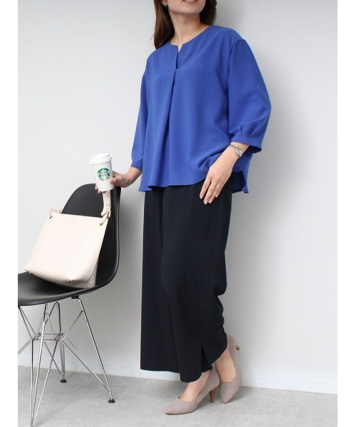 fleur by mint breeze(フルールバイミントブリーズ)の「【L~5L 大きいサイズ】【セットカップ可】 サイド スリット ワイド パンツ(その他パンツ・レディース・ネイビー/ブルー・3L/4L/5L/LL/L)」の10枚目の写真