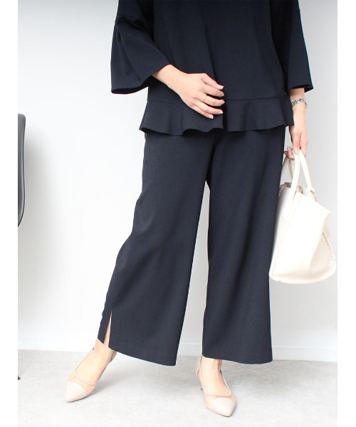 fleur by mint breeze(フルールバイミントブリーズ)の「【L~5L 大きいサイズ】【セットカップ可】 サイド スリット ワイド パンツ(その他パンツ・レディース・ネイビー/ブルー・3L/4L/5L/LL/L)」の5枚目の写真