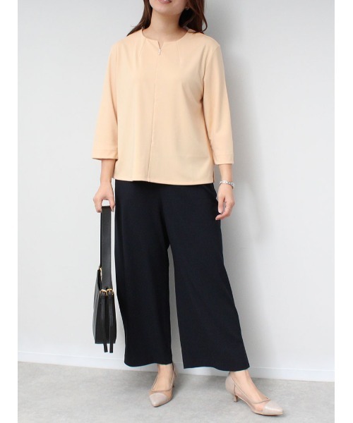 fleur by mint breeze(フルールバイミントブリーズ)の「【L~5L 大きいサイズ】【セットカップ可】 サイド スリット ワイド パンツ(その他パンツ・レディース・ネイビー/ブルー・3L/4L/5L/LL/L)」の7枚目の写真