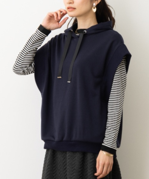 aunt lily（アントリリー）の「裏毛フーディベスト&ボートネックプルオーバー（ベスト・レディース・ネイビー/ピンク/ブラック/オフホワイト/セージグリーン・7号/9号/11号/13号/15号）」の5枚目の写真