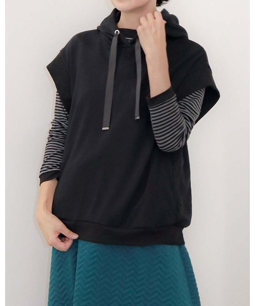 aunt lily（アントリリー）の「裏毛フーディベスト&ボートネックプルオーバー（ベスト・レディース・ネイビー/ピンク/ブラック/オフホワイト/セージグリーン・7号/9号/11号/13号/15号）」の3枚目の写真