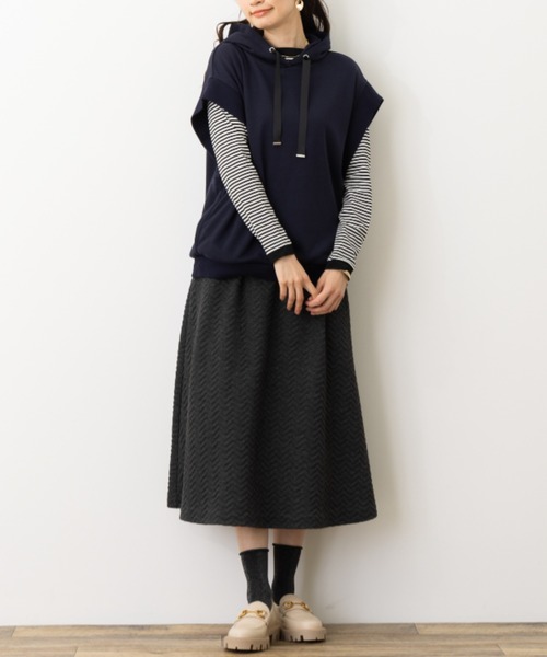 aunt lily（アントリリー）の「裏毛フーディベスト&ボートネックプルオーバー（ベスト・レディース・ネイビー/ピンク/ブラック/オフホワイト/セージグリーン・7号/9号/11号/13号/15号）」の13枚目の写真