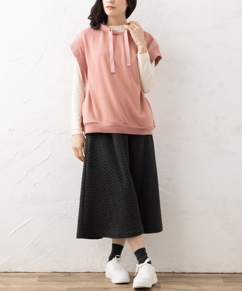 aunt lily（アントリリー）の「裏毛フーディベスト&ボートネックプルオーバー（ベスト・レディース・ネイビー/ピンク/ブラック/オフホワイト/セージグリーン・7号/9号/11号/13号/15号）」の19枚目の写真