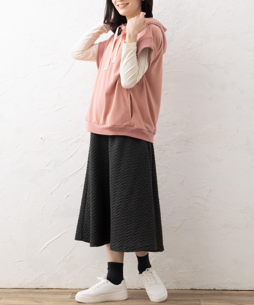 aunt lily（アントリリー）の「裏毛フーディベスト&ボートネックプルオーバー（ベスト・レディース・ネイビー/ピンク/ブラック/オフホワイト/セージグリーン・7号/9号/11号/13号/15号）」の9枚目の写真