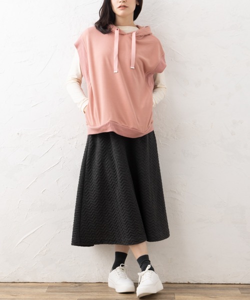 aunt lily（アントリリー）の「裏毛フーディベスト&ボートネックプルオーバー（ベスト・レディース・ネイビー/ピンク/ブラック/オフホワイト/セージグリーン・7号/9号/11号/13号/15号）」の14枚目の写真