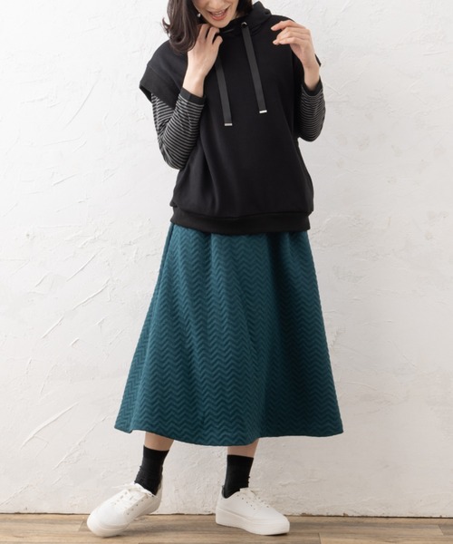 aunt lily（アントリリー）の「裏毛フーディベスト&ボートネックプルオーバー（ベスト・レディース・ネイビー/ピンク/ブラック/オフホワイト/セージグリーン・7号/9号/11号/13号/15号）」の17枚目の写真