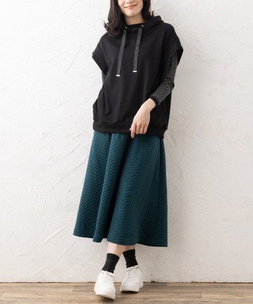 aunt lily（アントリリー）の「裏毛フーディベスト&ボートネックプルオーバー（ベスト・レディース・ネイビー/ピンク/ブラック/オフホワイト/セージグリーン・7号/9号/11号/13号/15号）」の7枚目の写真