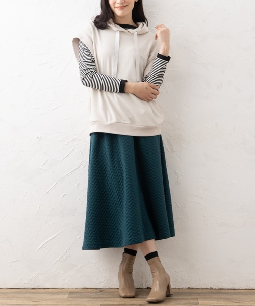 aunt lily（アントリリー）の「裏毛フーディベスト&ボートネックプルオーバー（ベスト・レディース・ネイビー/ピンク/ブラック/オフホワイト/セージグリーン・7号/9号/11号/13号/15号）」の16枚目の写真