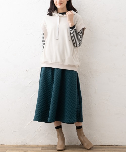 aunt lily（アントリリー）の「裏毛フーディベスト&ボートネックプルオーバー（ベスト・レディース・ネイビー/ピンク/ブラック/オフホワイト/セージグリーン・7号/9号/11号/13号/15号）」の6枚目の写真