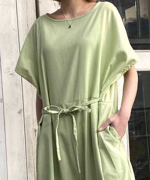NANEA(ナネア)の「オールインワン パンツワンピース(つなぎ/オールインワン・レディース・キナリ/ワインレッド/グリーン・ONE SIZE)」の9枚目の写真