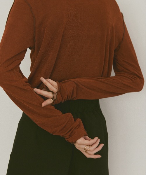 moi tytto（モイテュット）の「メロウロングスリーブトップス（Tシャツ/カットソー・レディース・ナチュラル/ブラウン/ブラック・FREE）」の7枚目の写真