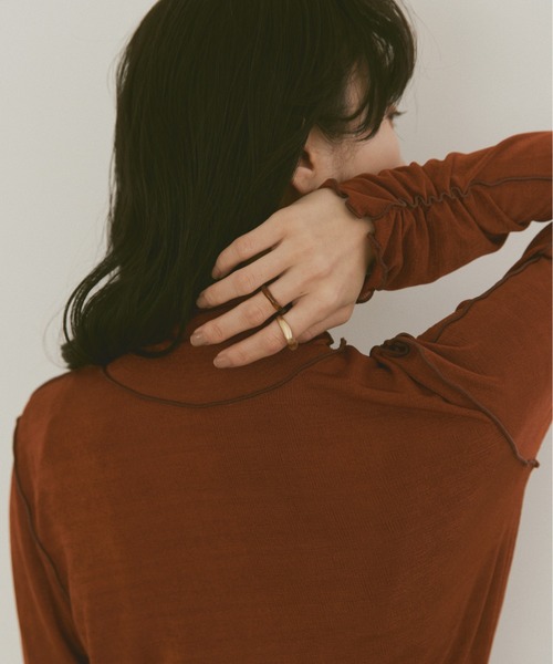 moi tytto（モイテュット）の「メロウロングスリーブトップス（Tシャツ/カットソー・レディース・ナチュラル/ブラウン/ブラック・FREE）」の9枚目の写真