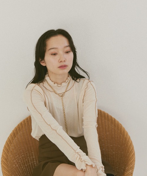 moi tytto（モイテュット）の「メロウロングスリーブトップス（Tシャツ/カットソー・レディース・ナチュラル/ブラウン/ブラック・FREE）」の4枚目の写真