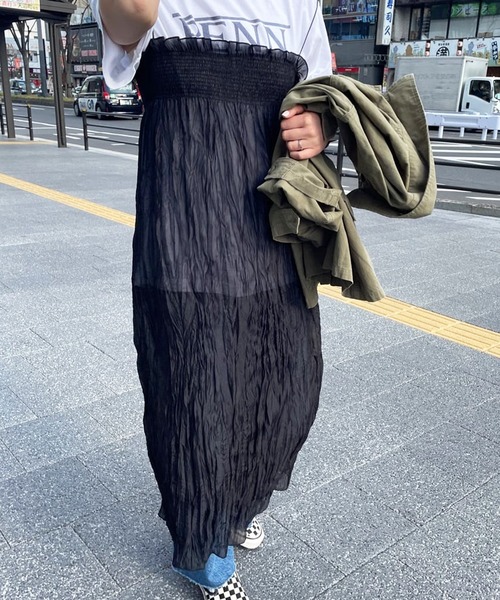 SHENERY(シーナリー)の「シアーワッシャーギャザースカート(スカート・レディース・ミント/ブラック・36/38)」の1枚目の写真