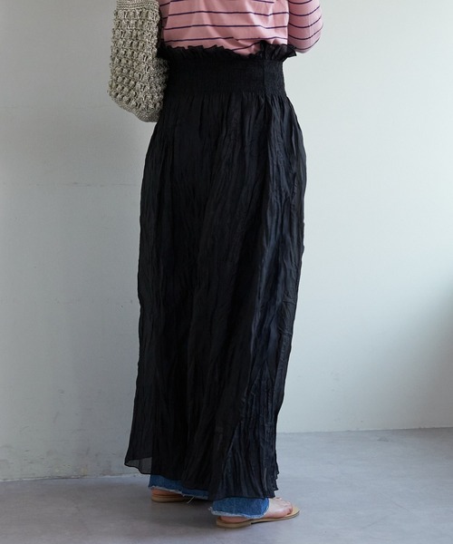 SHENERY(シーナリー)の「シアーワッシャーギャザースカート(スカート・レディース・ミント/ブラック・36/38)」の4枚目の写真
