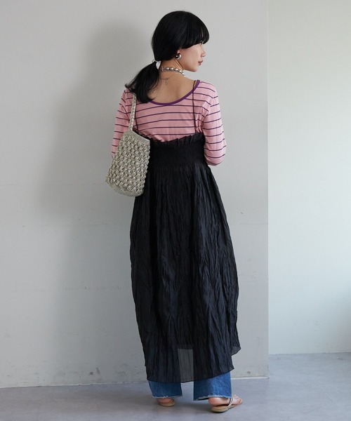 SHENERY(シーナリー)の「シアーワッシャーギャザースカート(スカート・レディース・ミント/ブラック・36/38)」の3枚目の写真