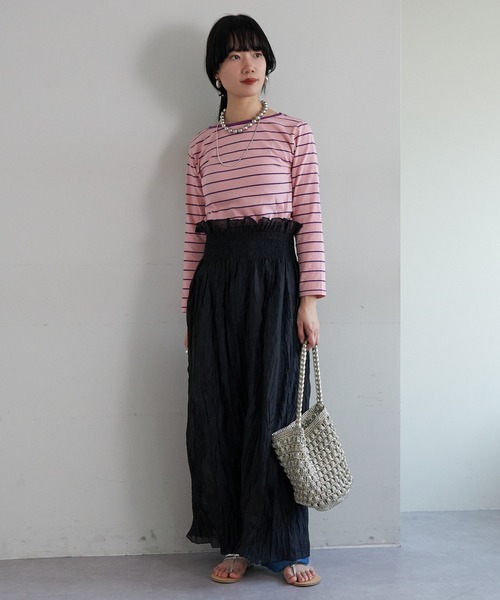 SHENERY(シーナリー)の「シアーワッシャーギャザースカート(スカート・レディース・ミント/ブラック・36/38)」の5枚目の写真