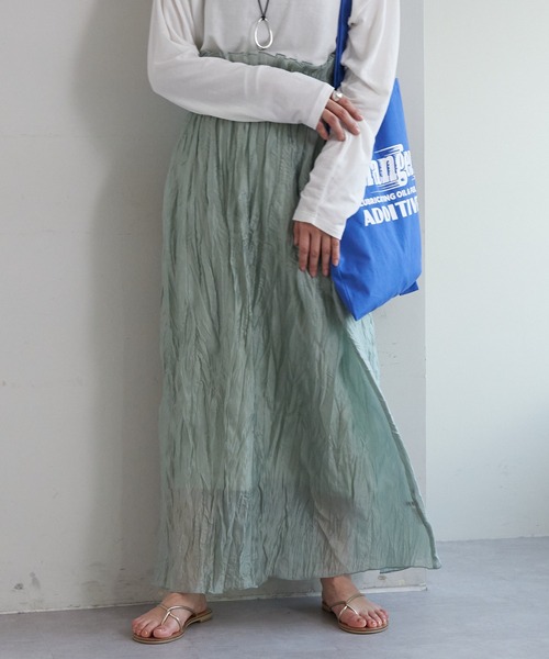 SHENERY(シーナリー)の「シアーワッシャーギャザースカート(スカート・レディース・ミント/ブラック・36/38)」の7枚目の写真