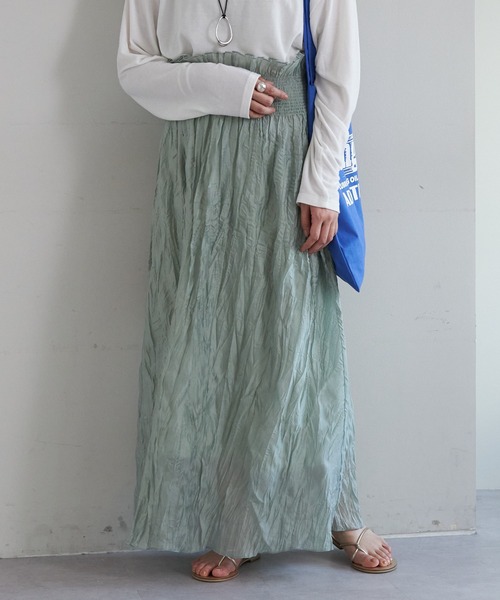 SHENERY(シーナリー)の「シアーワッシャーギャザースカート(スカート・レディース・ミント/ブラック・36/38)」の6枚目の写真