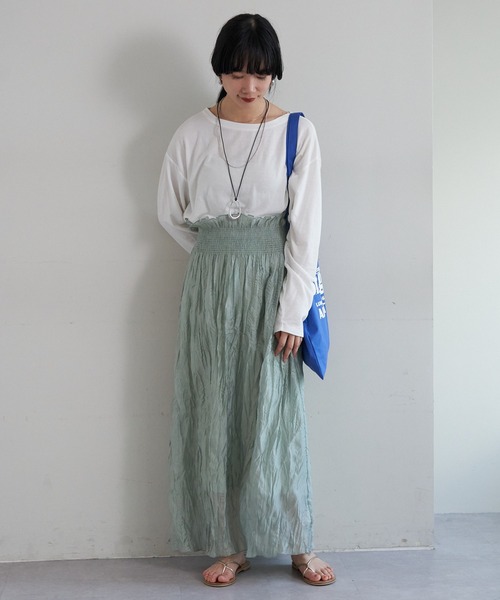 SHENERY(シーナリー)の「シアーワッシャーギャザースカート(スカート・レディース・ミント/ブラック・36/38)」の8枚目の写真