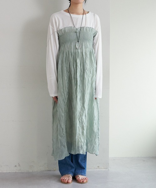 SHENERY(シーナリー)の「シアーワッシャーギャザースカート(スカート・レディース・ミント/ブラック・36/38)」の10枚目の写真