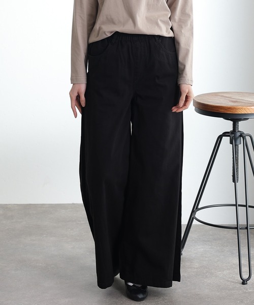 ElegChic(エレグシック)の「ウエストゴム ツイルバギーパンツ(デニムパンツ・レディース・ベージュ/ブラック/カーキ・M/L/XL/3L/4L)」の4枚目の写真