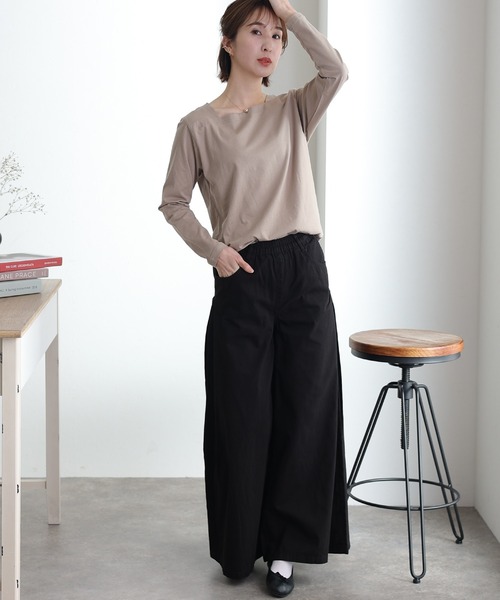 ElegChic(エレグシック)の「ウエストゴム ツイルバギーパンツ(デニムパンツ・レディース・ベージュ/ブラック/カーキ・M/L/XL/3L/4L)」の7枚目の写真