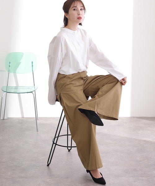 ElegChic(エレグシック)の「ウエストゴム ツイルバギーパンツ(デニムパンツ・レディース・ベージュ/ブラック/カーキ・M/L/XL/3L/4L)」の11枚目の写真