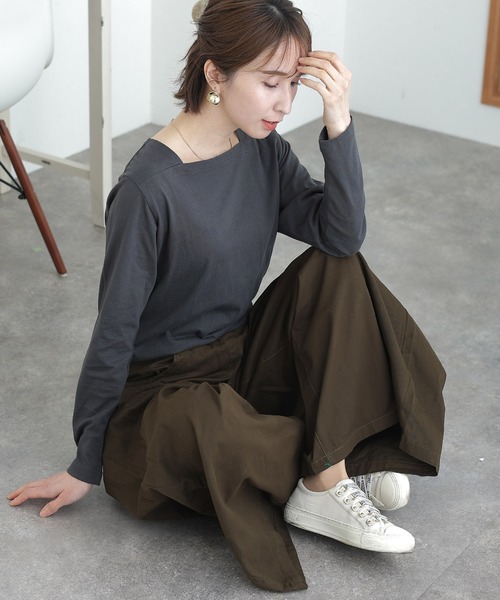 ElegChic(エレグシック)の「ウエストゴム ツイルバギーパンツ(デニムパンツ・レディース・ベージュ/ブラック/カーキ・M/L/XL/3L/4L)」の15枚目の写真
