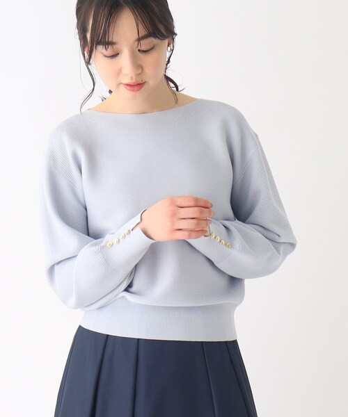 index（インデックス）の「◆ガーター編みニット【UV/洗濯機洗い可】（ニット/セーター・レディース・イエロー系その他/ネイビー系5/ライトブルー/ピンク系1/ホワイト系その他3・42/40/38/36）」の2枚目の写真