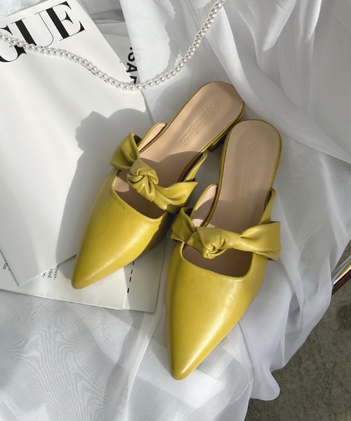 Futier land（フューティアランド）の「ポインテッドフラットミュールパンプス（パンプス・レディース・ブルー/キャメル/イエロー/ブラック・36/40/38/37/39）」の3枚目の写真