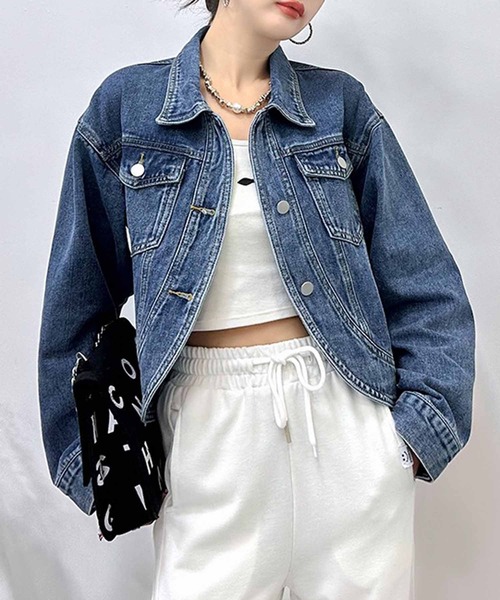 NANEA（ナネア）の「デニムジャケット　ラウンドヘムGジャン（デニムジャケット・レディース・インディゴブルー・ONE SIZE）」の17枚目の写真